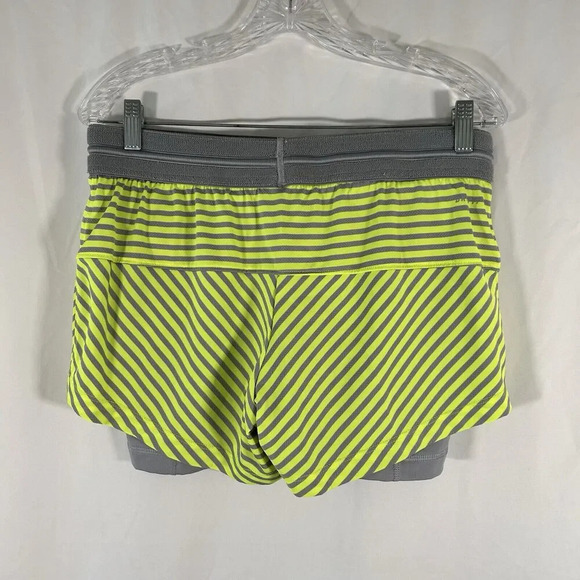Nike Running Shorts Women's Medium Yellow Striped Elastic Waist Dri-Fit Lined - Picture 5 of 8